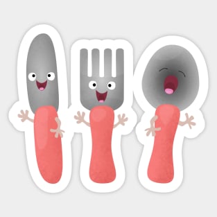 Cute knife fork and spoon cutlery cartoon Sticker